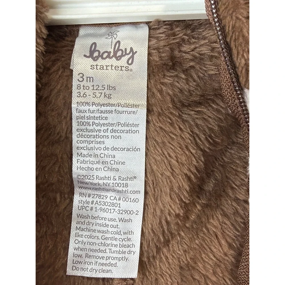Starters Horse Costume Baby 3 Months Brown Plush Bandana Western NWT